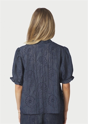 Zika flower stripe bluse Dark Blue Neo Noir 